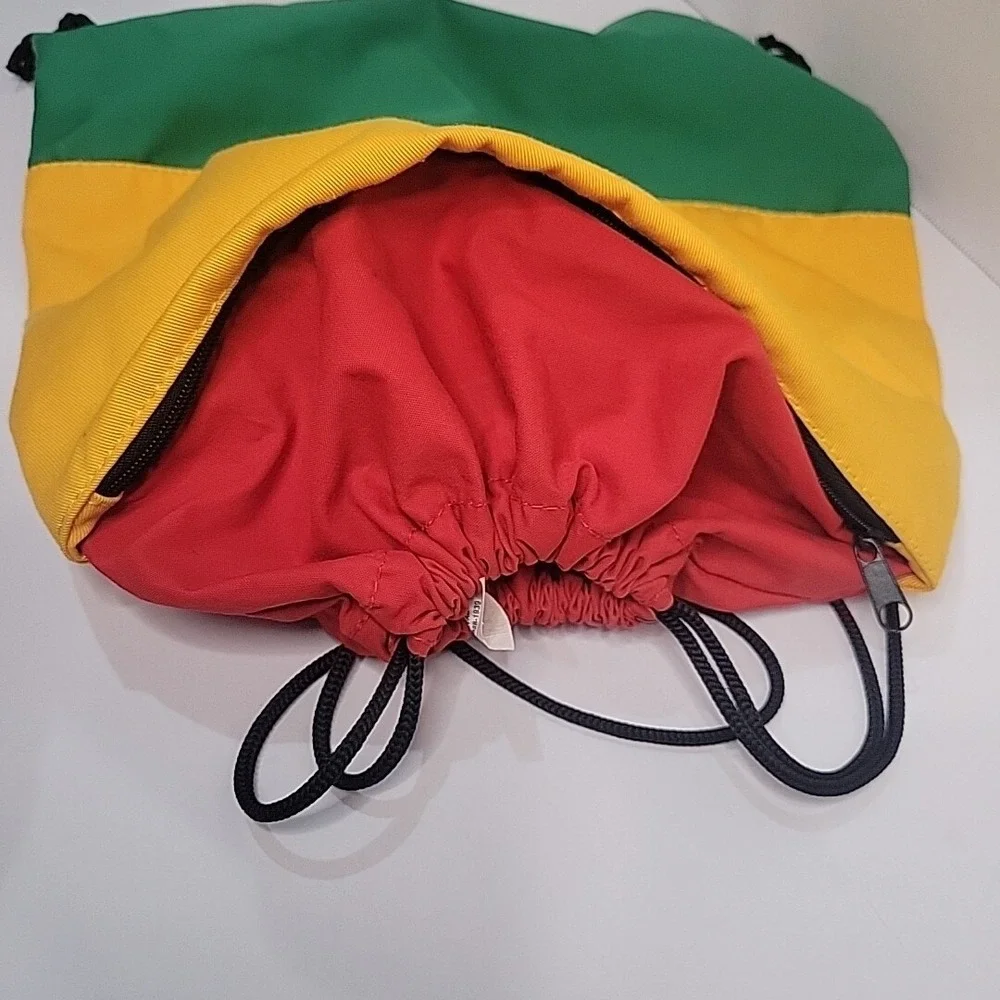 Jamaica‎ Rasta Drawstring Bag Knapsack Running Man Canvas Rastafarian Rastafari